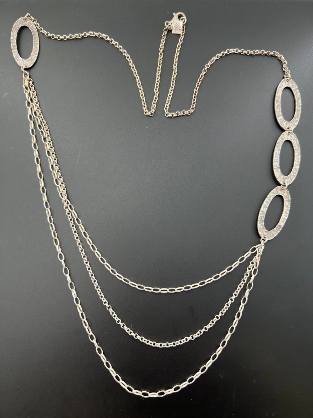 Silpada Sterling Silver 925 Cascading Oval Chain Link Multistrand Necklace N1720
